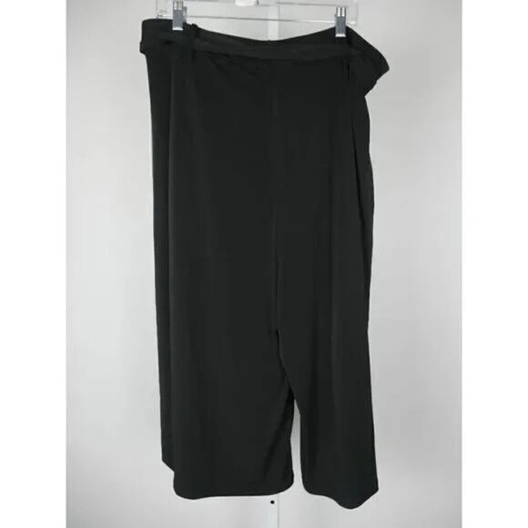 Calvin Klein Women's Plus Black Pleated Belted Cropped Wide Leg Pants 2X - Picture 2 of 9